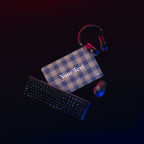 Personalized Cello and Donkey Brown Plaid Desk Mat - Scottish Squares