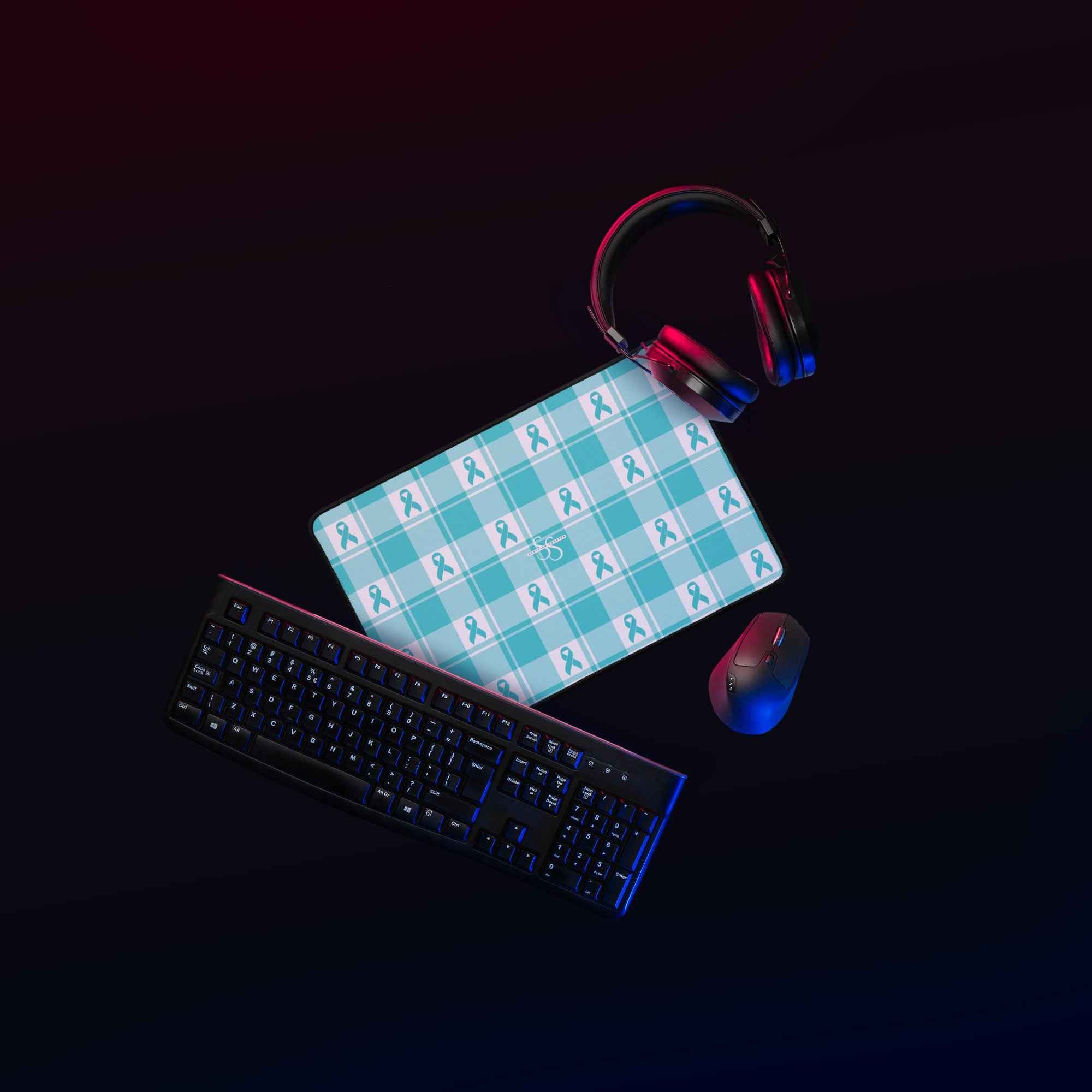 Desk Mat Ovarian Cancer Awareness Plaid - Scottish Squares