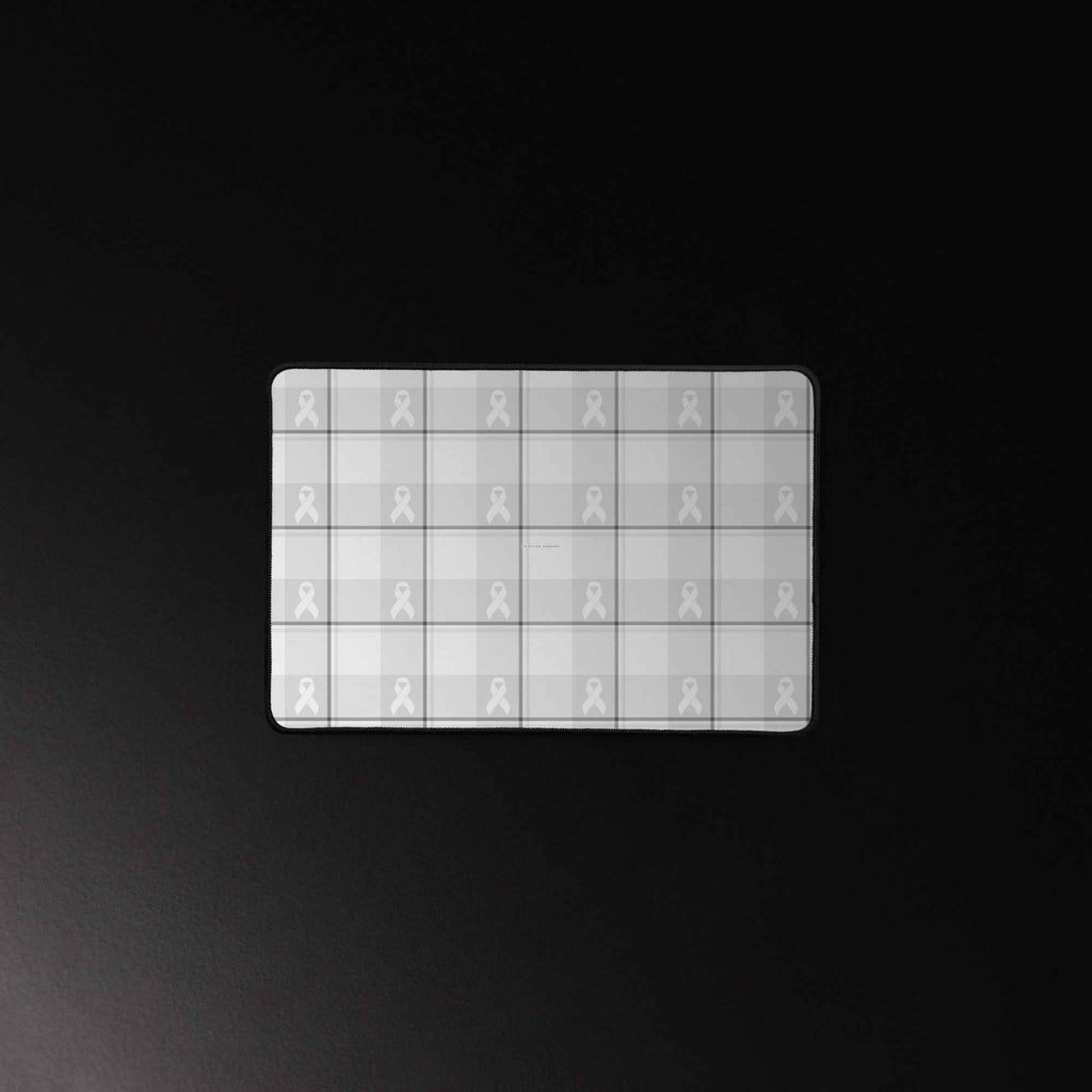 Desk Mat Lung Cancer Awareness Plaid, White Ribbon, Supportive Gift - Scottish Squares