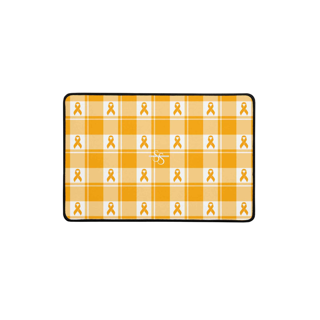 Desk Mat Kidney Cancer Awareness Plaid, Orange Ribbon, Supportive Gift 12″×18″ - Scottish Squares