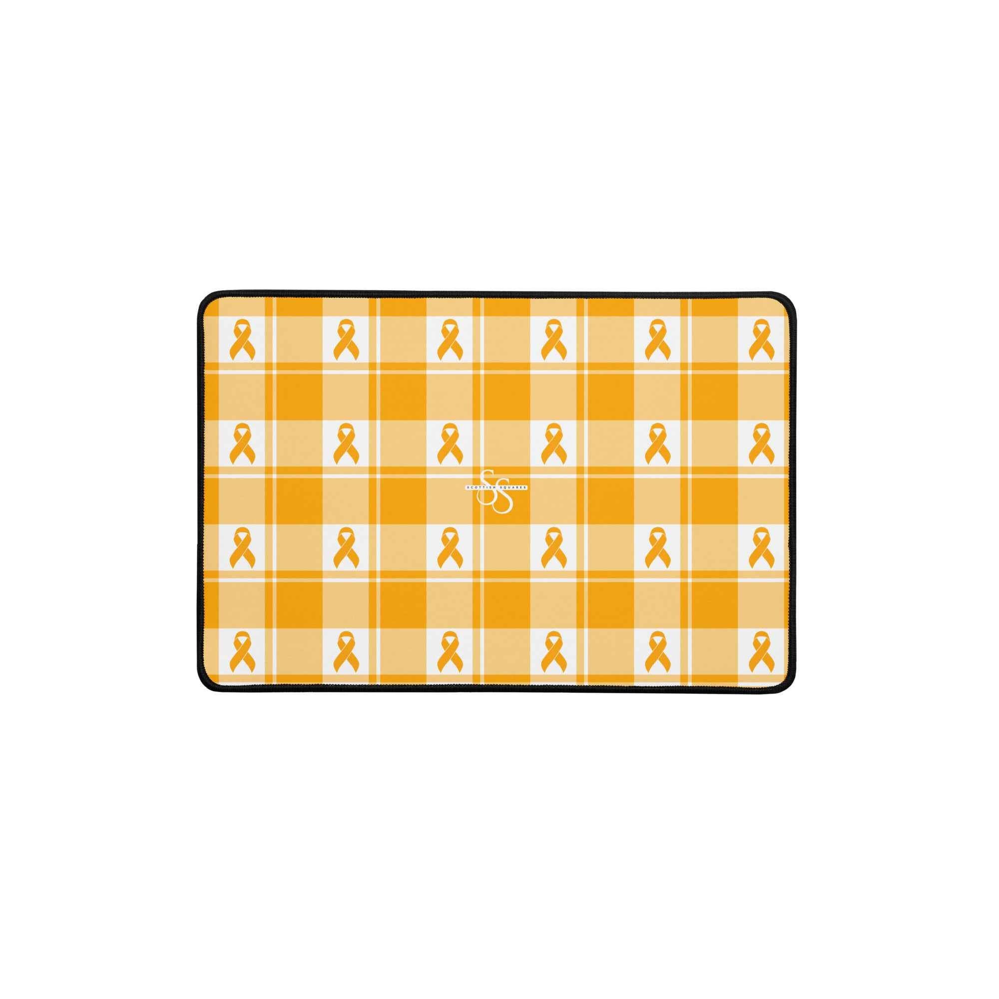 Desk Mat Kidney Cancer Awareness Plaid, Orange Ribbon, Supportive Gift 12″×18″ - Scottish Squares
