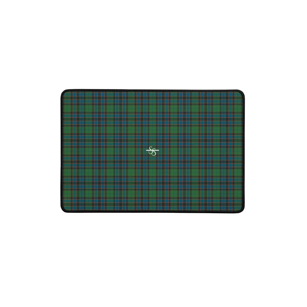 Desk Mat Green Blue Orange Plaid Tartan