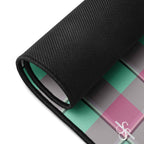 Personalized Vista Blue and Turkish Rose Plaid Desk Mat - Scottish Squares