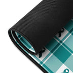 Desk Mat Cervical Cancer Awareness Plaid, Teal Ribbon, Supportive Gift - Scottish Squares