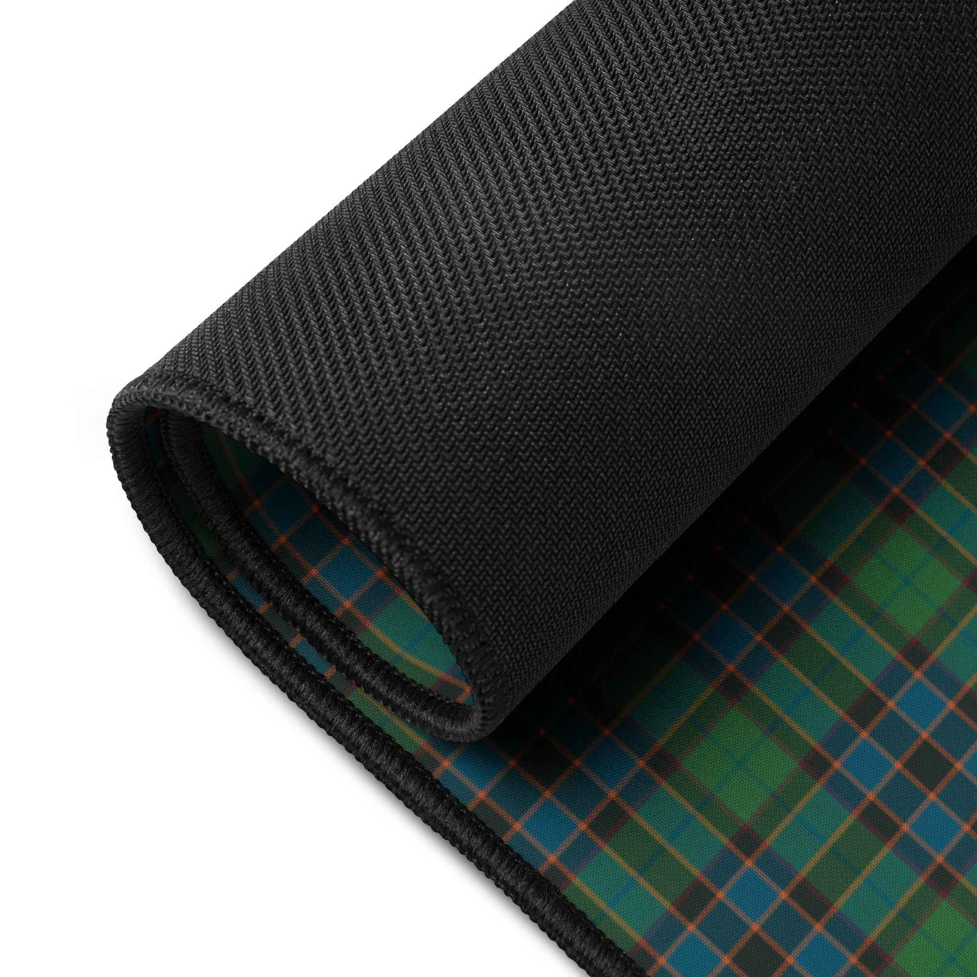Desk Mat Green Blue Orange Plaid Tartan