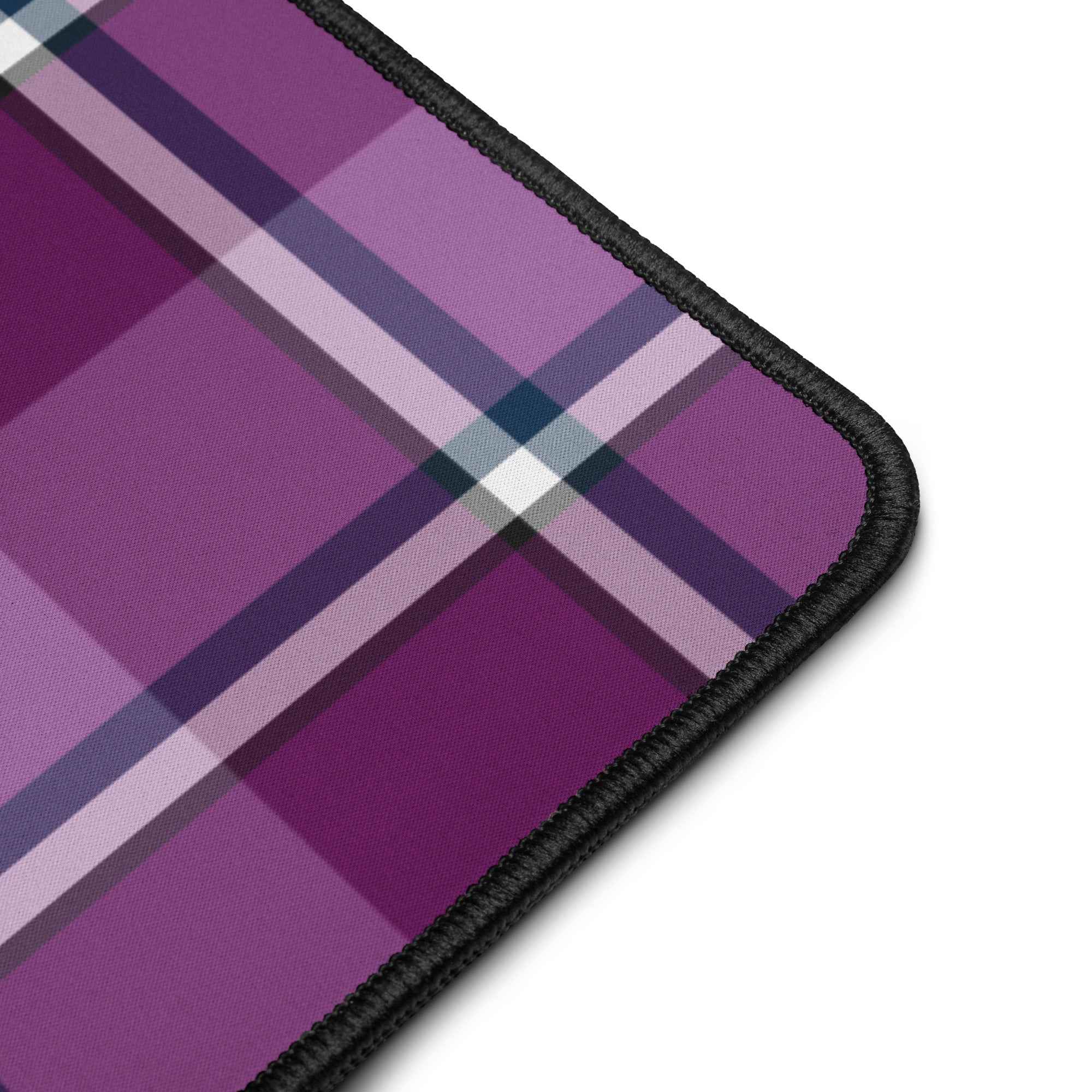 Personalized Purple and Trendy Pink Plaid Desk Mat - Scottish Squares