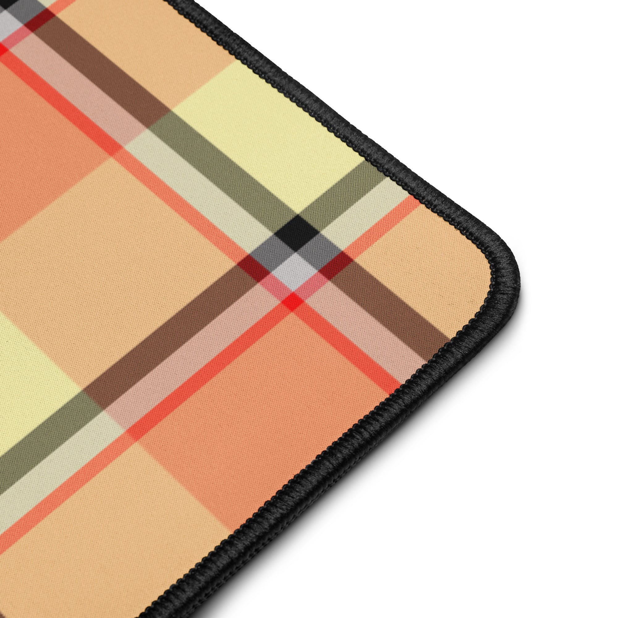 Personalized Claystone and Morning Mist Plaid Desk Mat - Scottish Squares