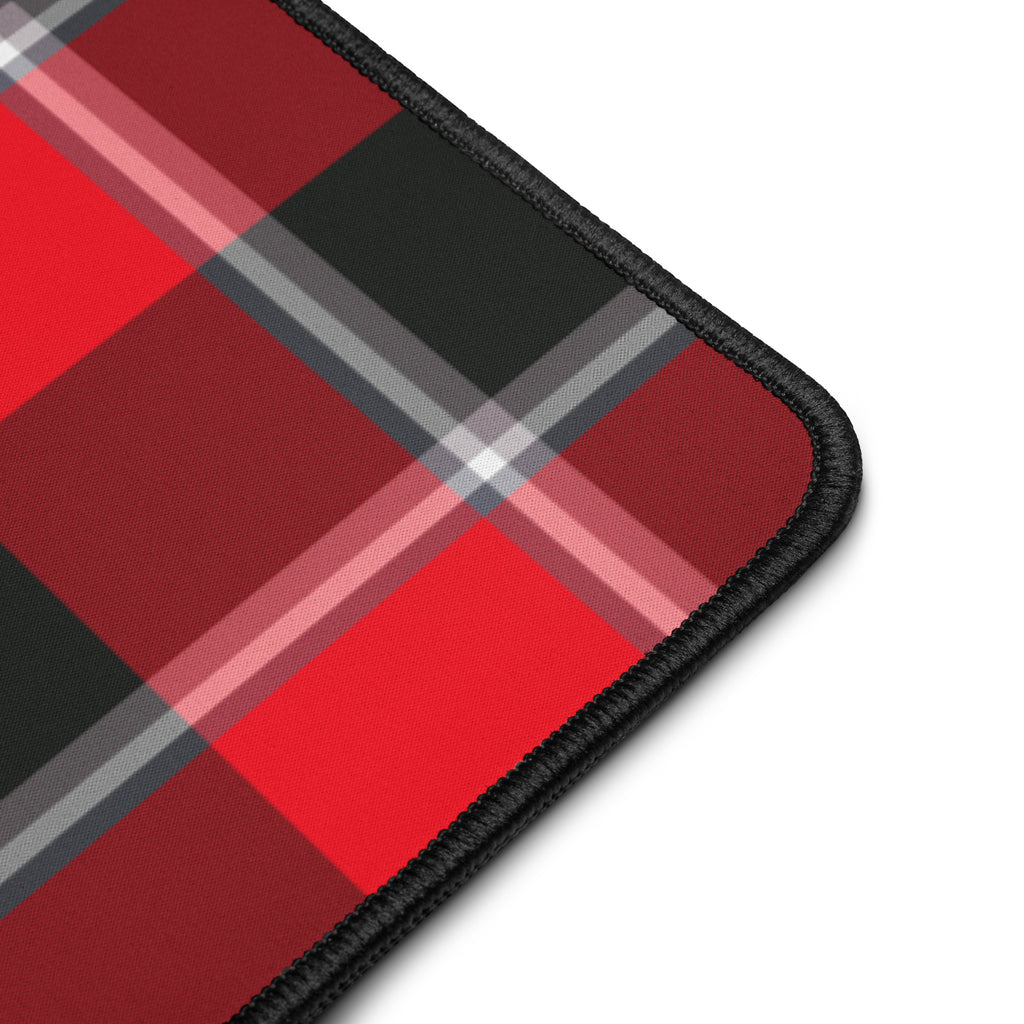 Personalized Red Ribbon and Heavy Metal Plaid Desk Mat - Scottish Squares