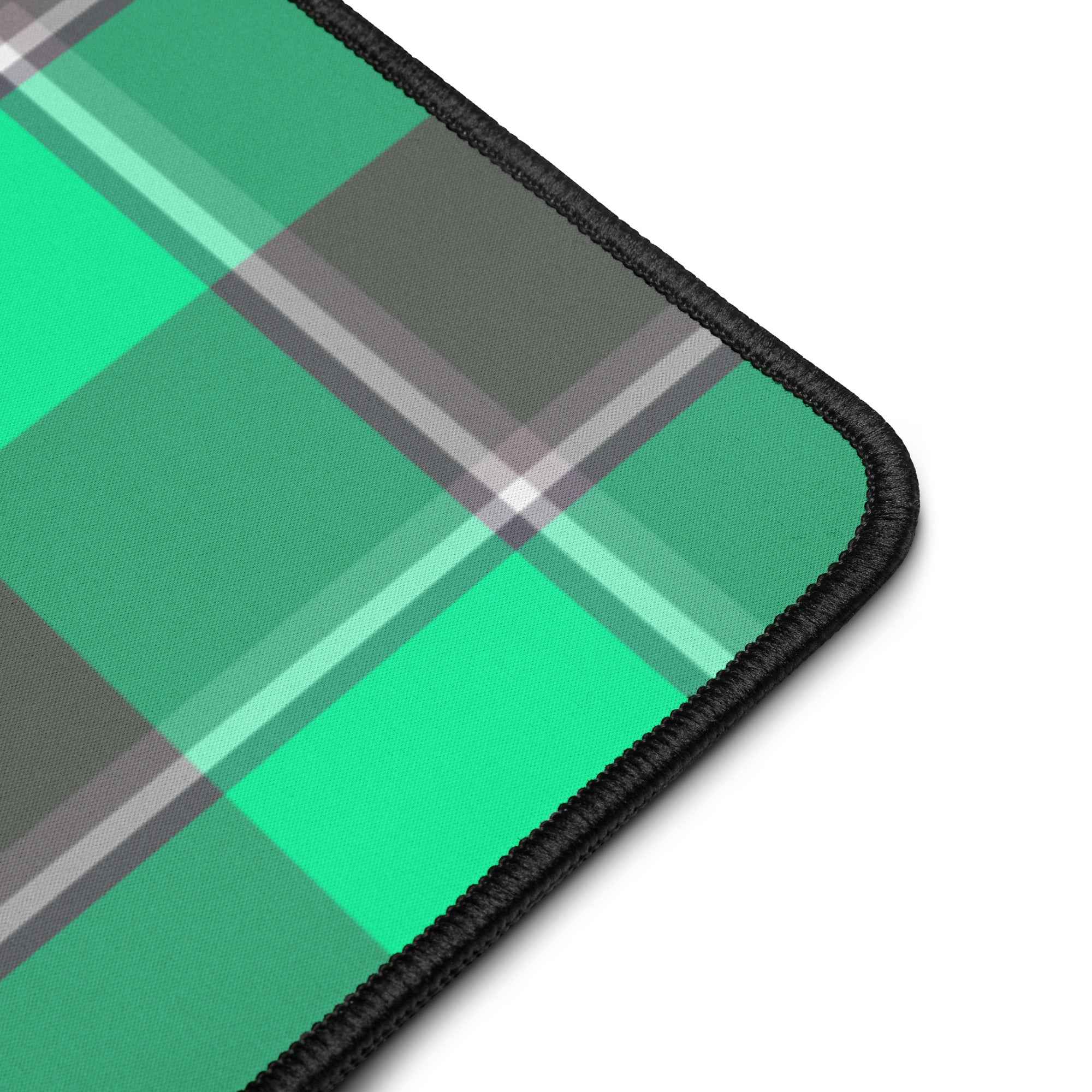 Personalized Spring Green and Finlandia Plaid Desk Mat - Scottish Squares