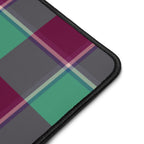 Personalized Ocean Green and Mulberry Wood Plaid Desk Mat - Scottish Squares