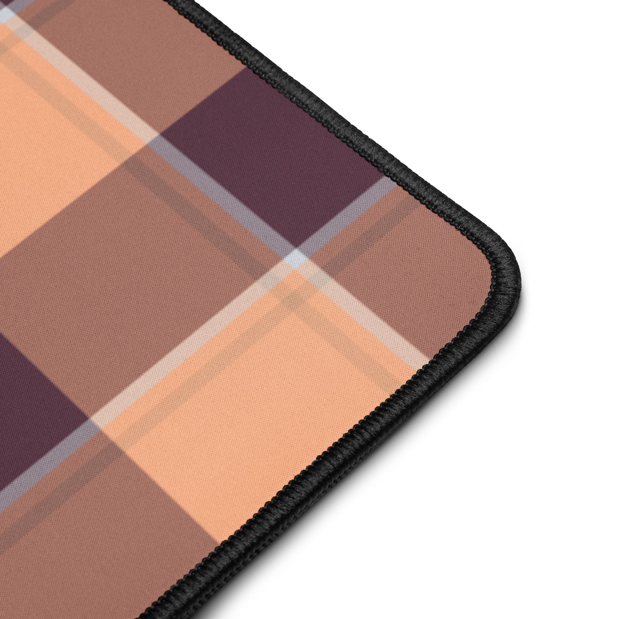 Personalized Hit Pink and Livid Brown Plaid Desk Mat - Scottish Squares