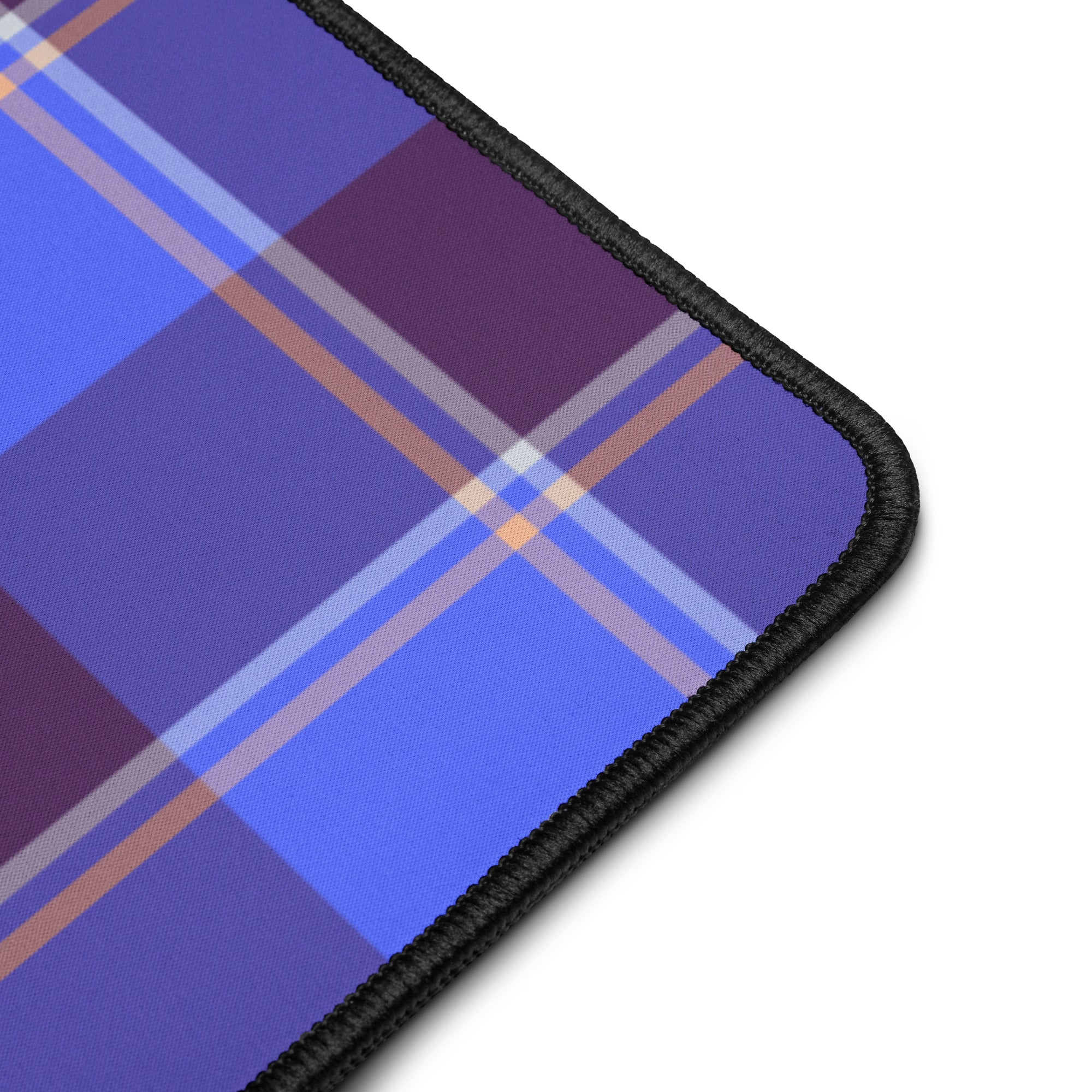 Personalized Cornflower Blue and Livid Brown Plaid Desk Mat - Scottish Squares