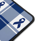Desk Mat Colorectal Cancer Awareness Plaid, Dark Blue Ribbon, Supportive Gift - Scottish Squares