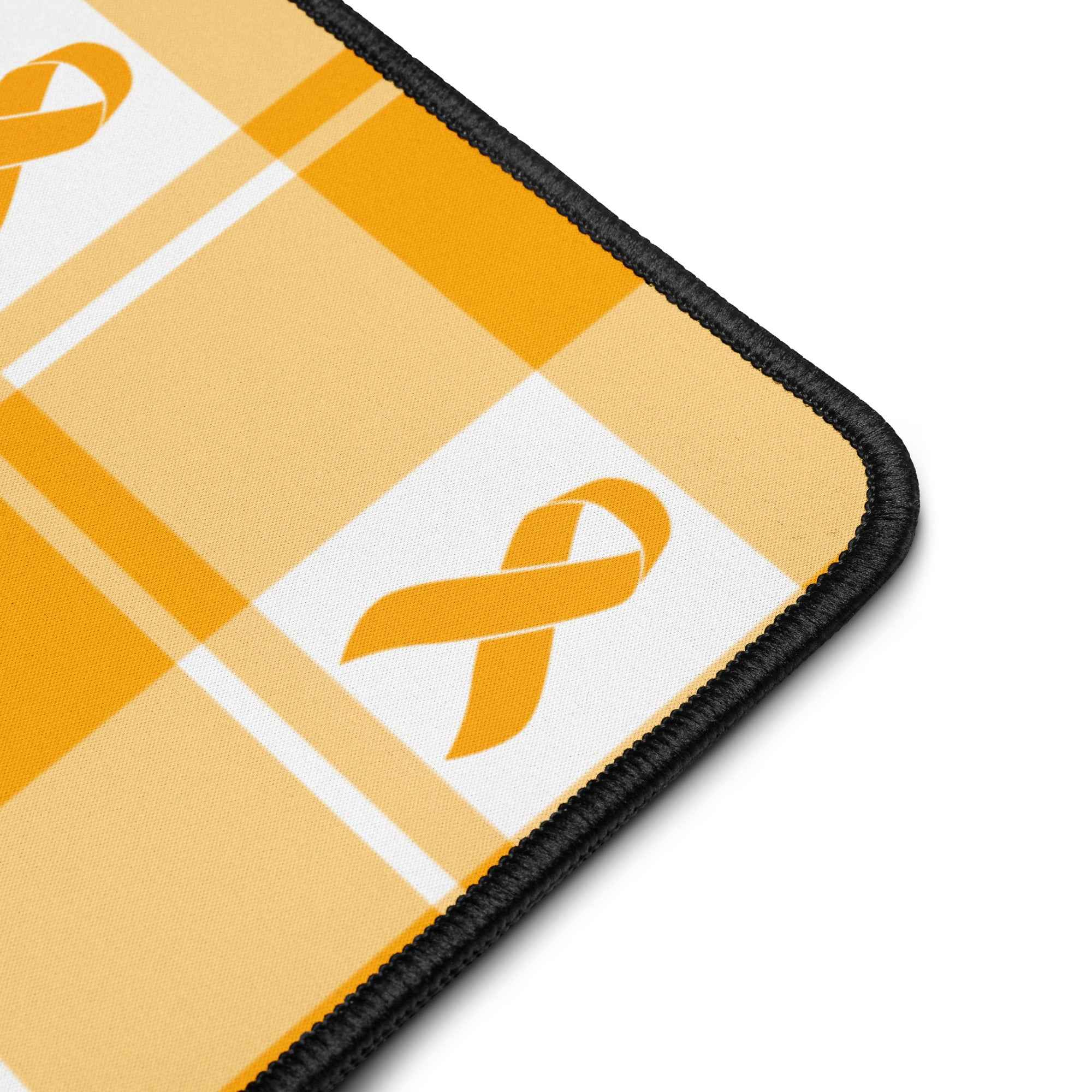 Desk Mat Kidney Cancer Awareness Plaid, Orange Ribbon, Supportive Gift - Scottish Squares