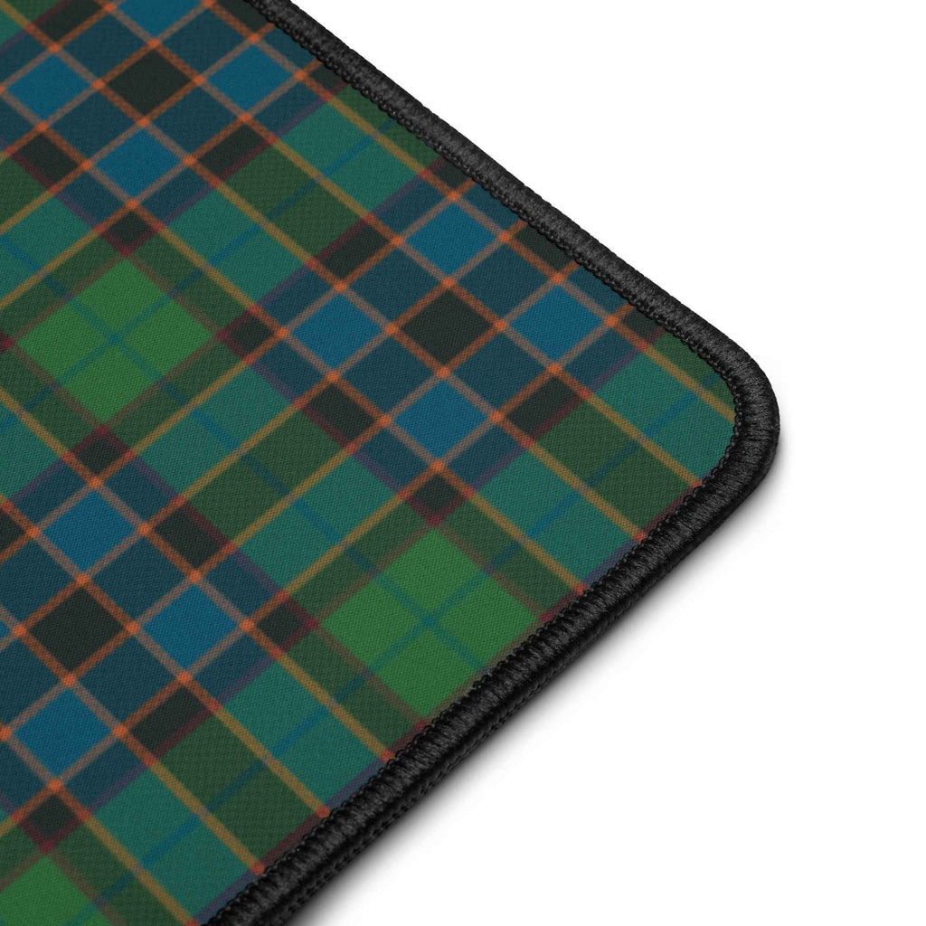 Desk Mat Green Blue Orange Plaid Tartan