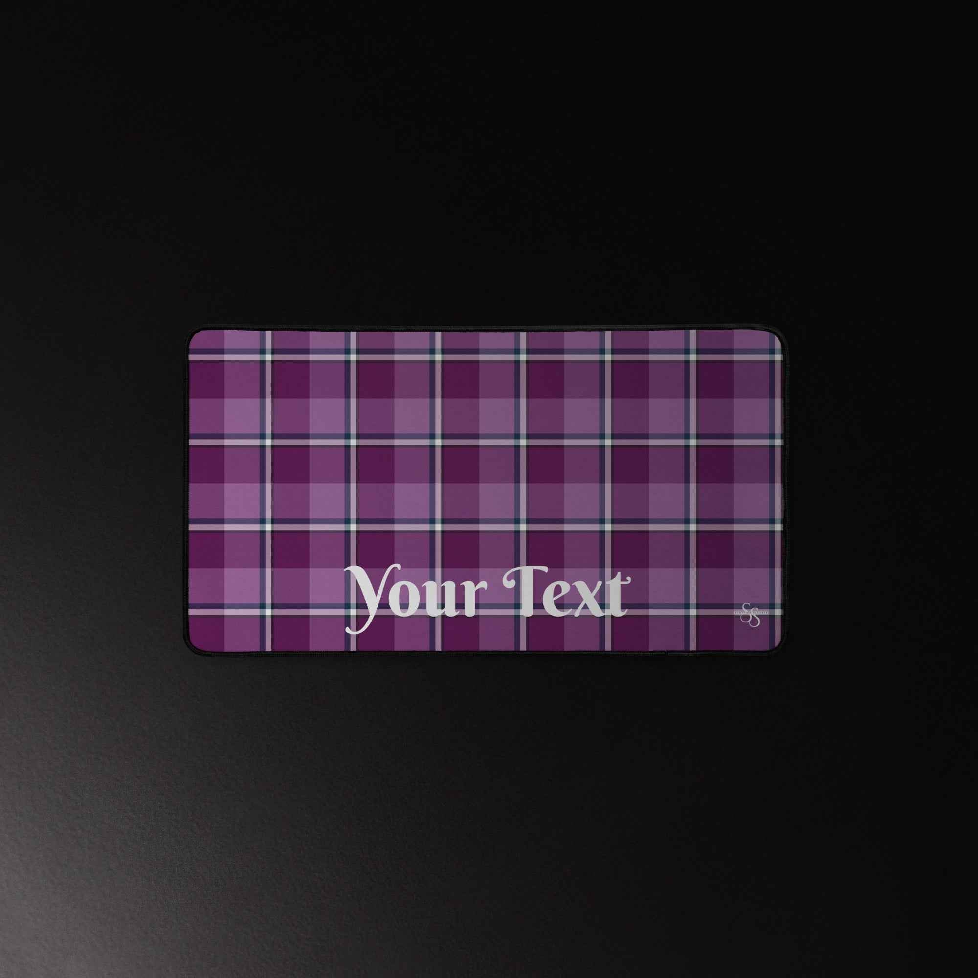 Personalized Purple and Trendy Pink Plaid Desk Mat - Scottish Squares