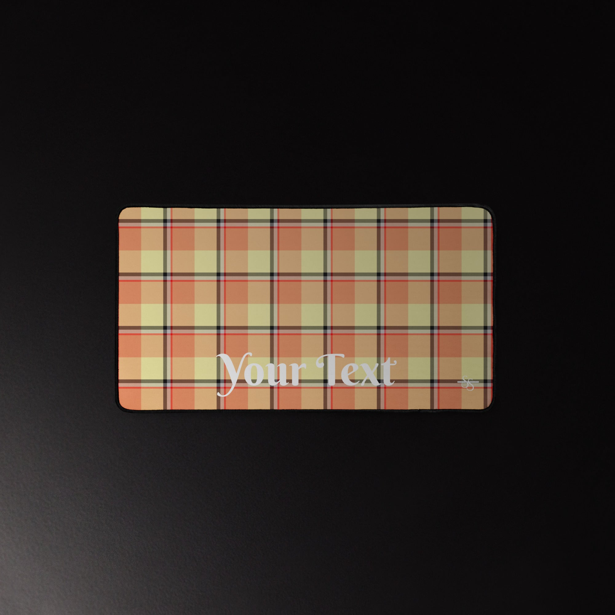 Personalized Claystone and Morning Mist Plaid Desk Mat - Scottish Squares