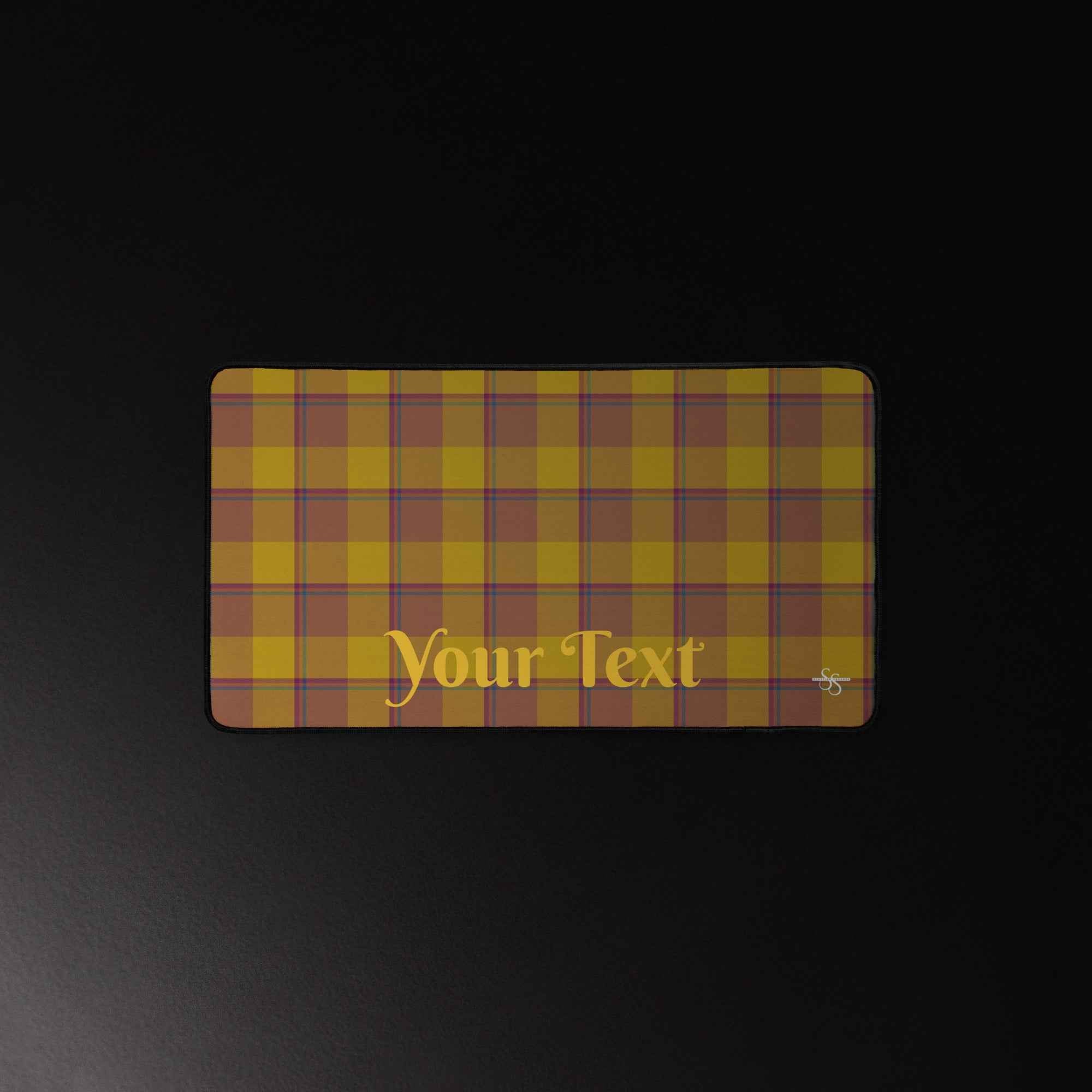 Personalized Potters Clay and Pizza Plaid Desk Mat - Scottish Squares