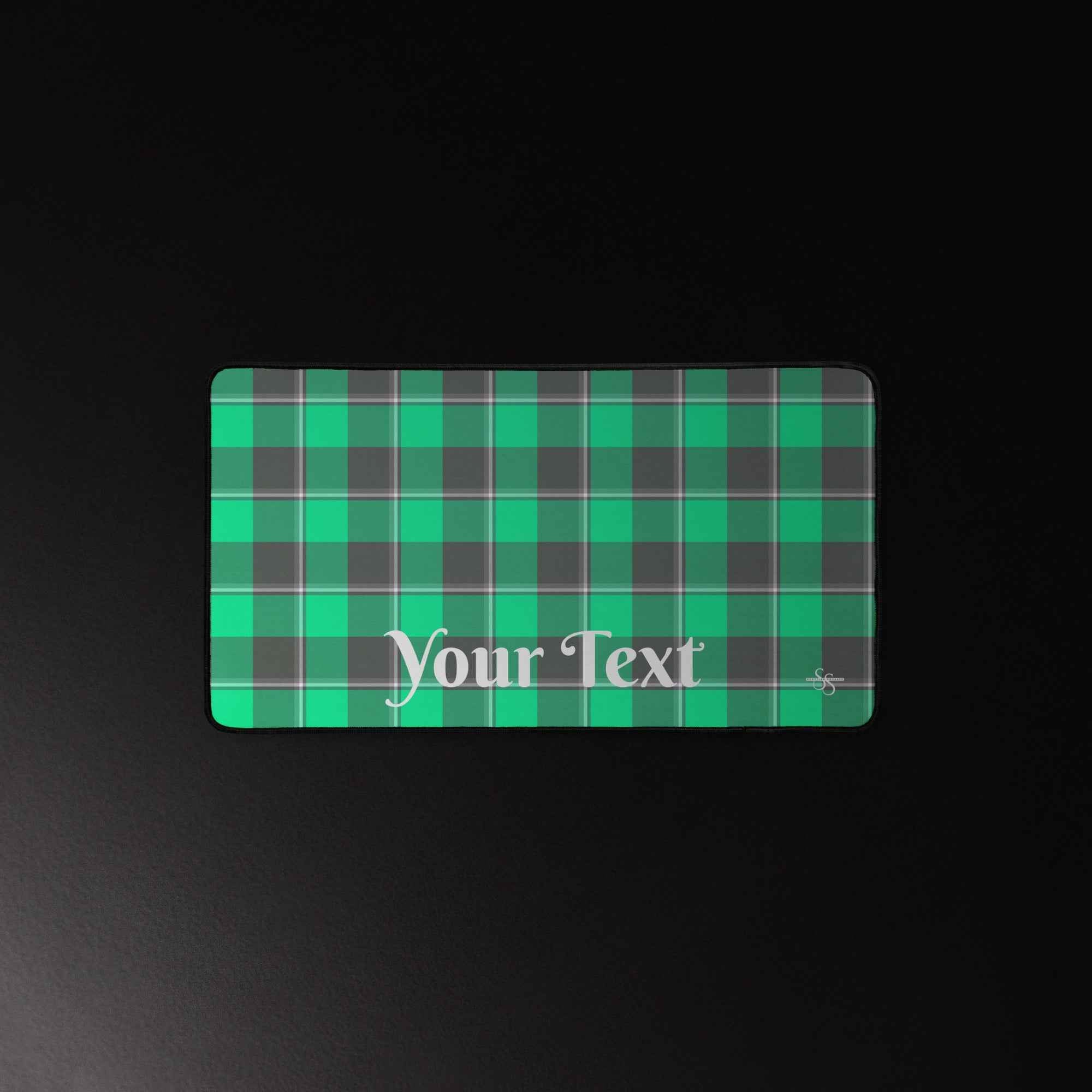 Personalized Spring Green and Finlandia Plaid Desk Mat - Scottish Squares