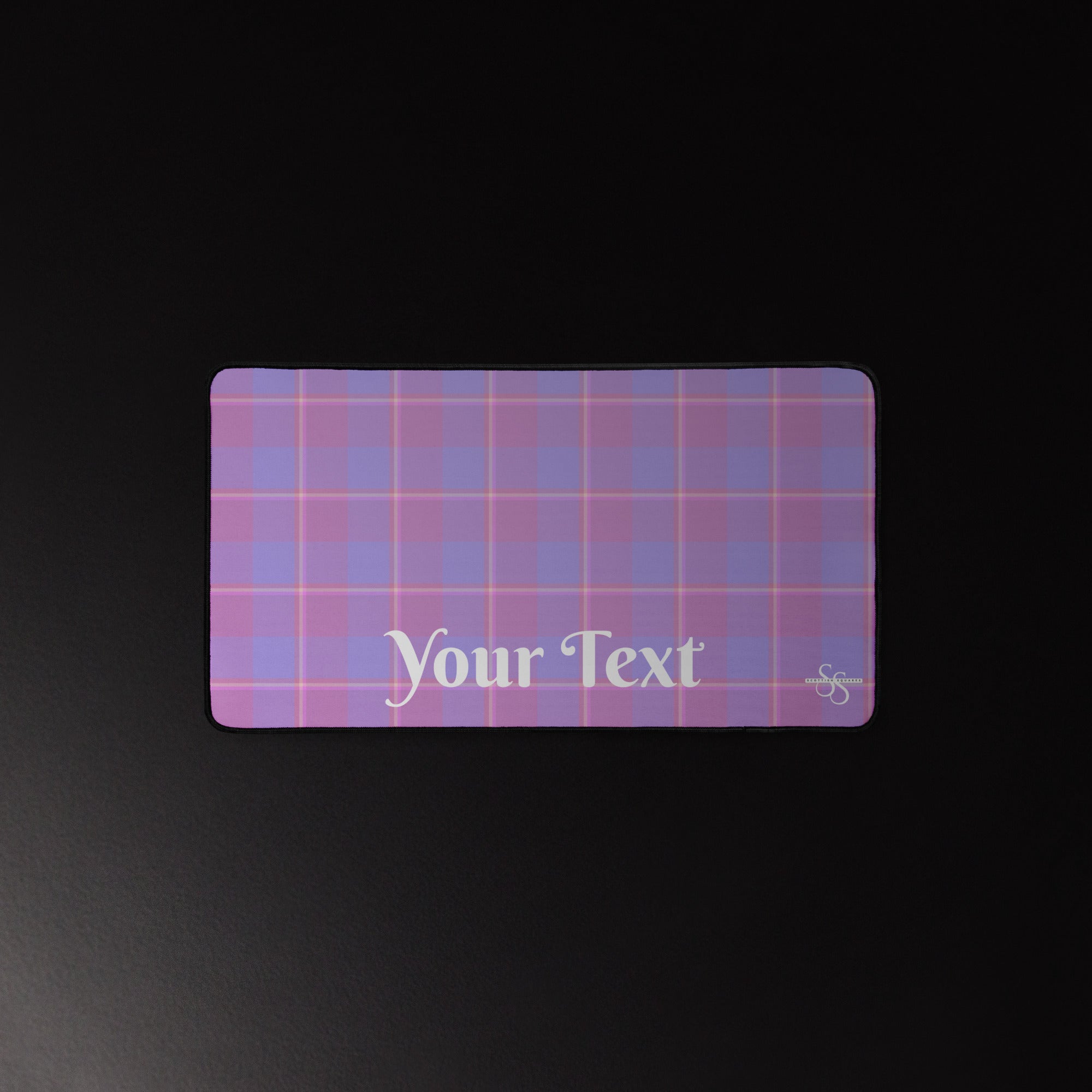 Personalized Viola and Dull Lavender Plaid Desk Mat - Scottish Squares