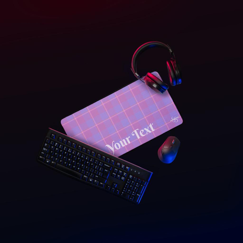 Personalized Viola and Dull Lavender Plaid Desk Mat - Scottish Squares