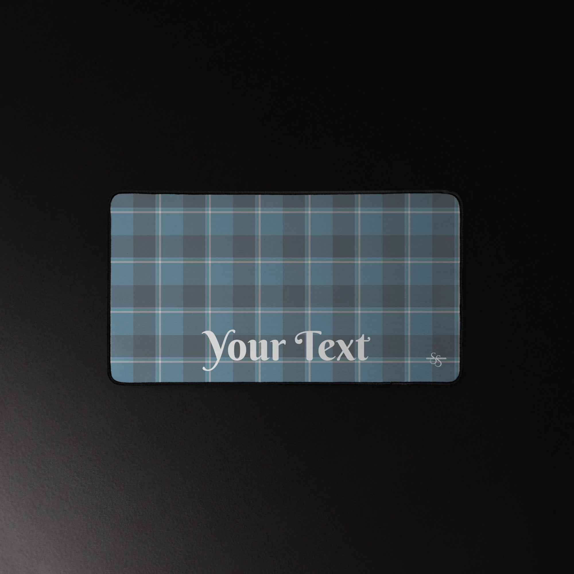 Personalized Hoki and Shuttle Gray Plaid Desk Mat - Scottish Squares