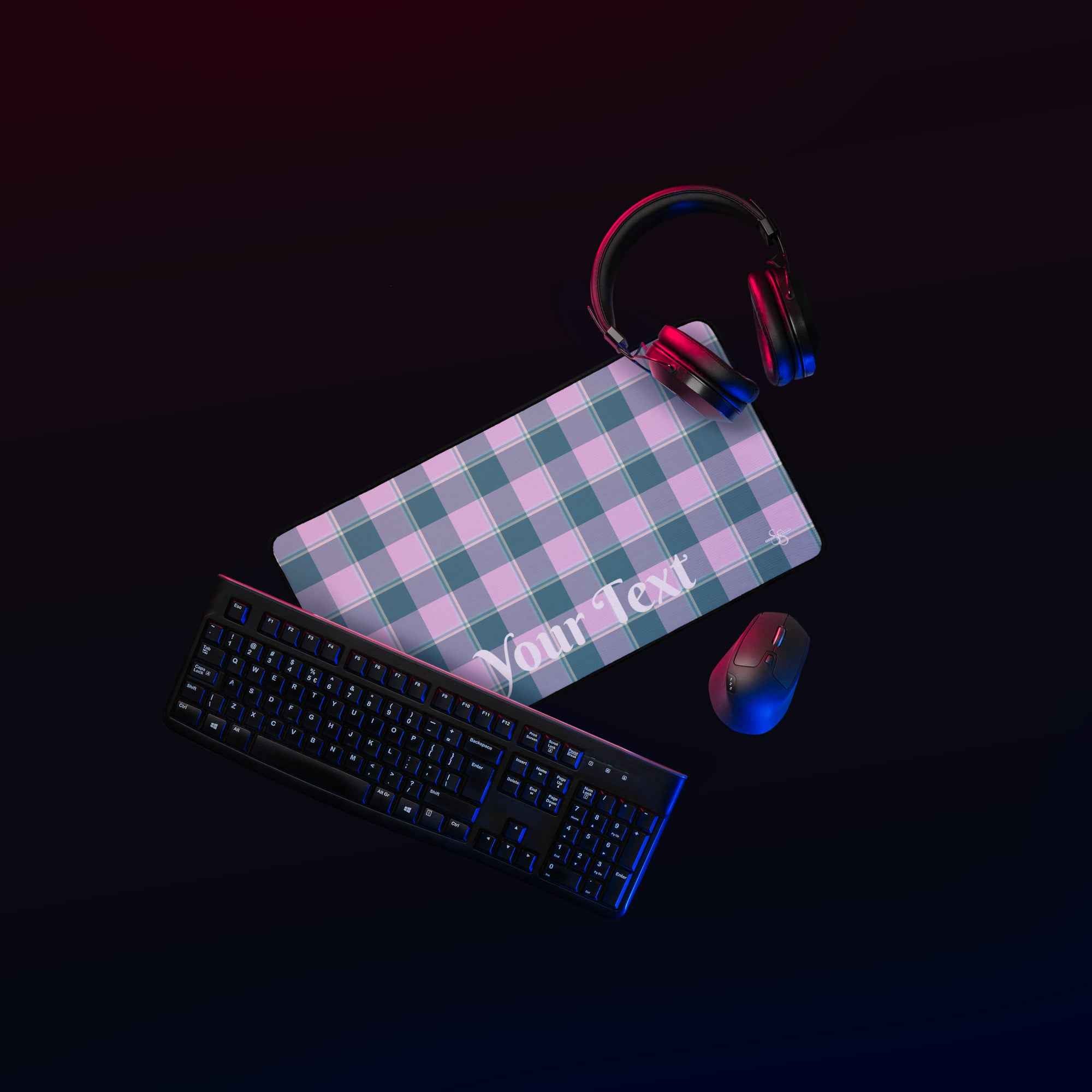 Personalized Ming and Melanie Plaid Desk Mat - Scottish Squares