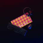 Personalized Corn and Razzmatazz Plaid Desk Mat - Scottish Squares
