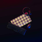 Personalized Flax and Livid Brown Plaid Desk Mat - Scottish Squares