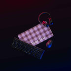 Personalized Light Wisteria and Livid Brown Plaid Desk Mat - Scottish Squares
