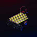 Personalized Electric Lime and Livid Brown Plaid Desk Mat - Scottish Squares