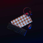 Personalized Blizzard Blue and Livid Brown Plaid Desk Mat - Scottish Squares