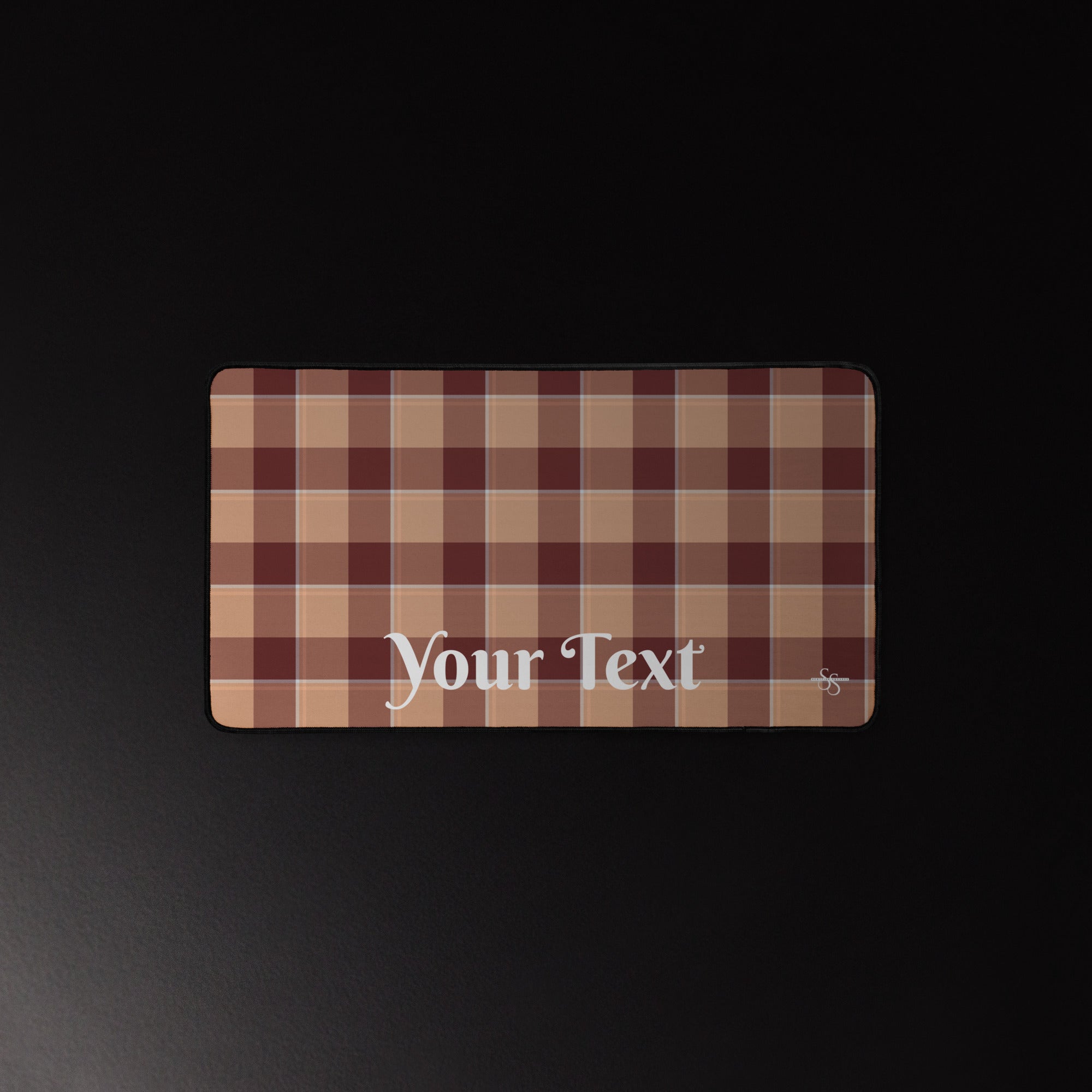 Personalized Whiskey and Livid Brown Plaid Desk Mat - Scottish Squares