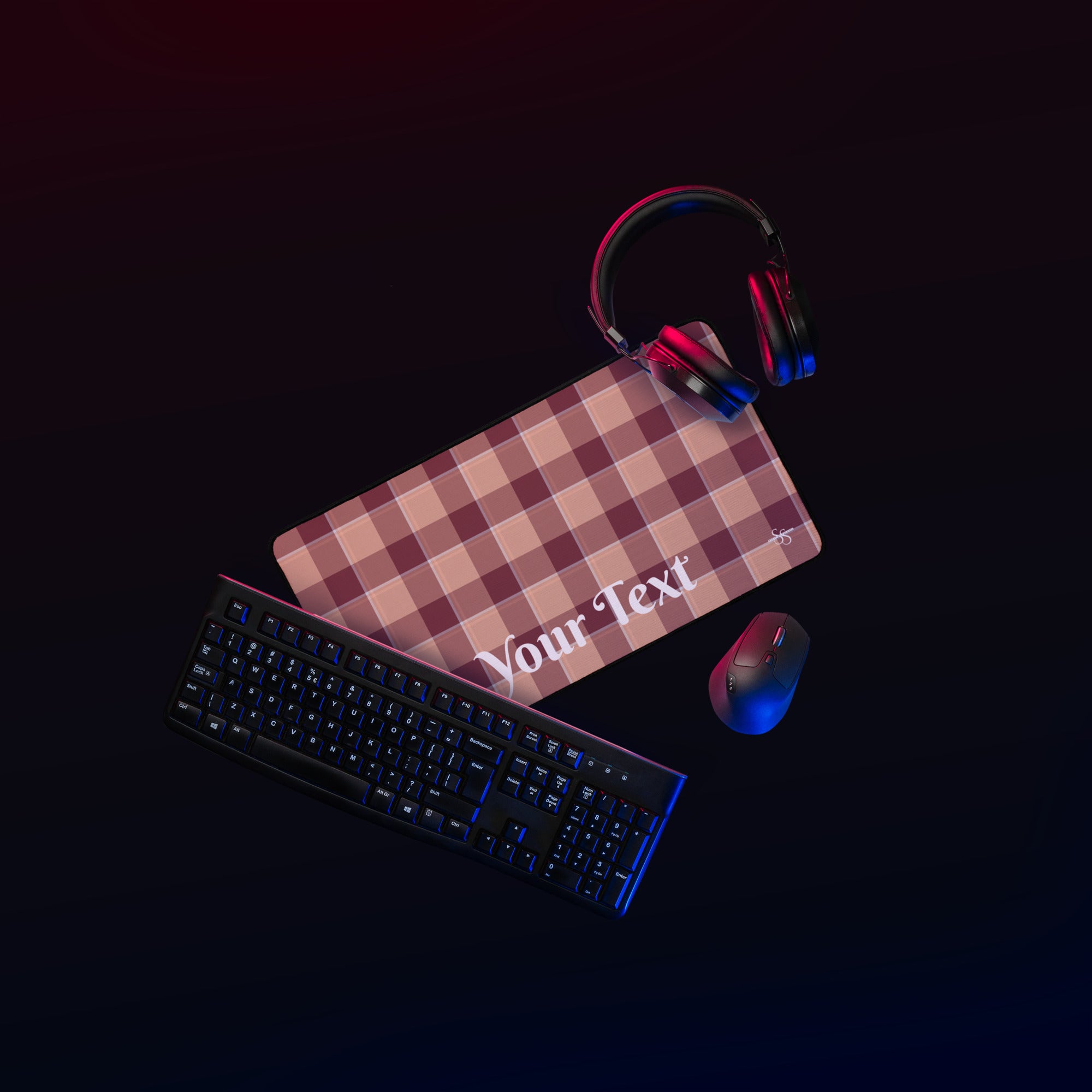 Personalized Whiskey and Livid Brown Plaid Desk Mat - Scottish Squares