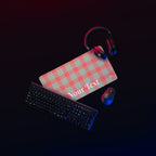 Personalized Spring Rain and Persimmon Plaid Desk Mat - Scottish Squares