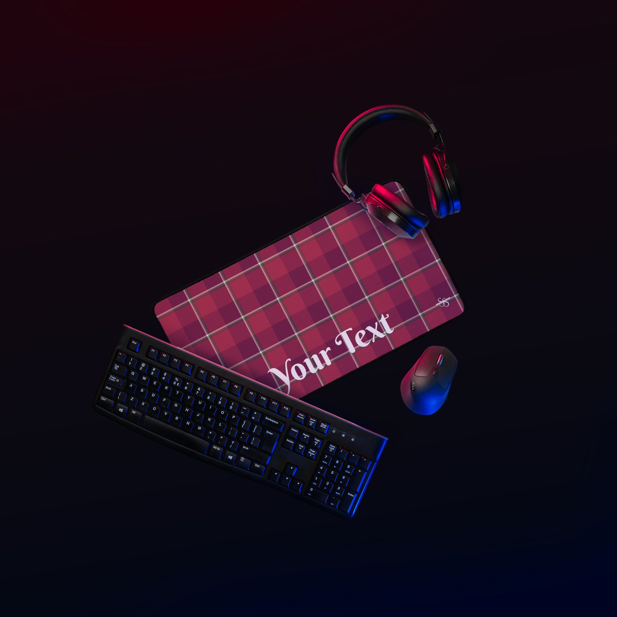 Personalized Old Brick and Cab Sav Plaid Desk Mat - Scottish Squares
