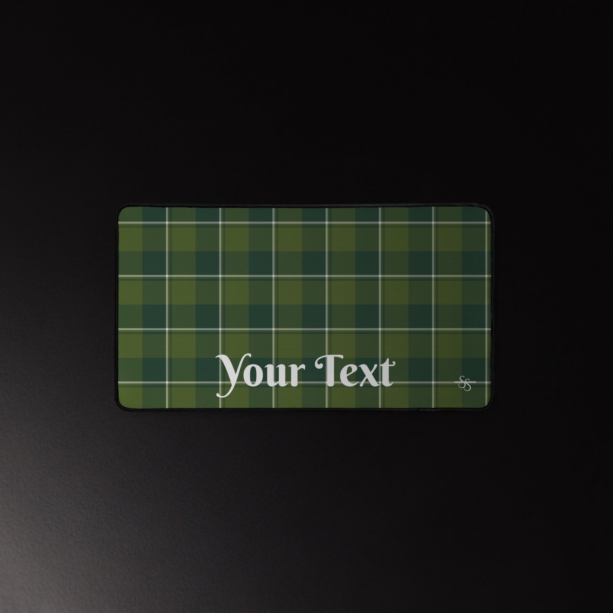 Personalized Woodland and Evergreen Plaid Desk Mat - Scottish Squares