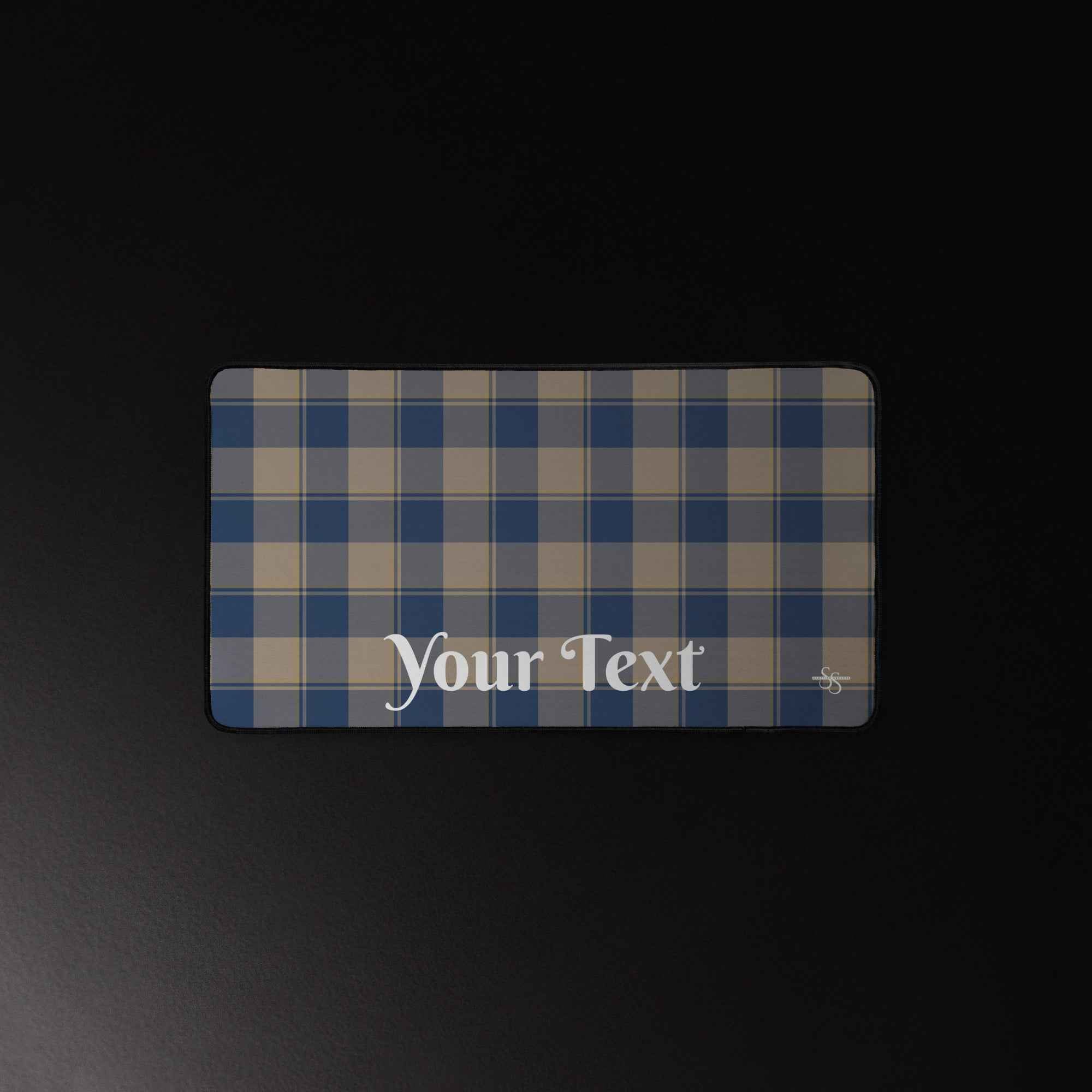 Personalized Cello and Donkey Brown Plaid Desk Mat - Scottish Squares