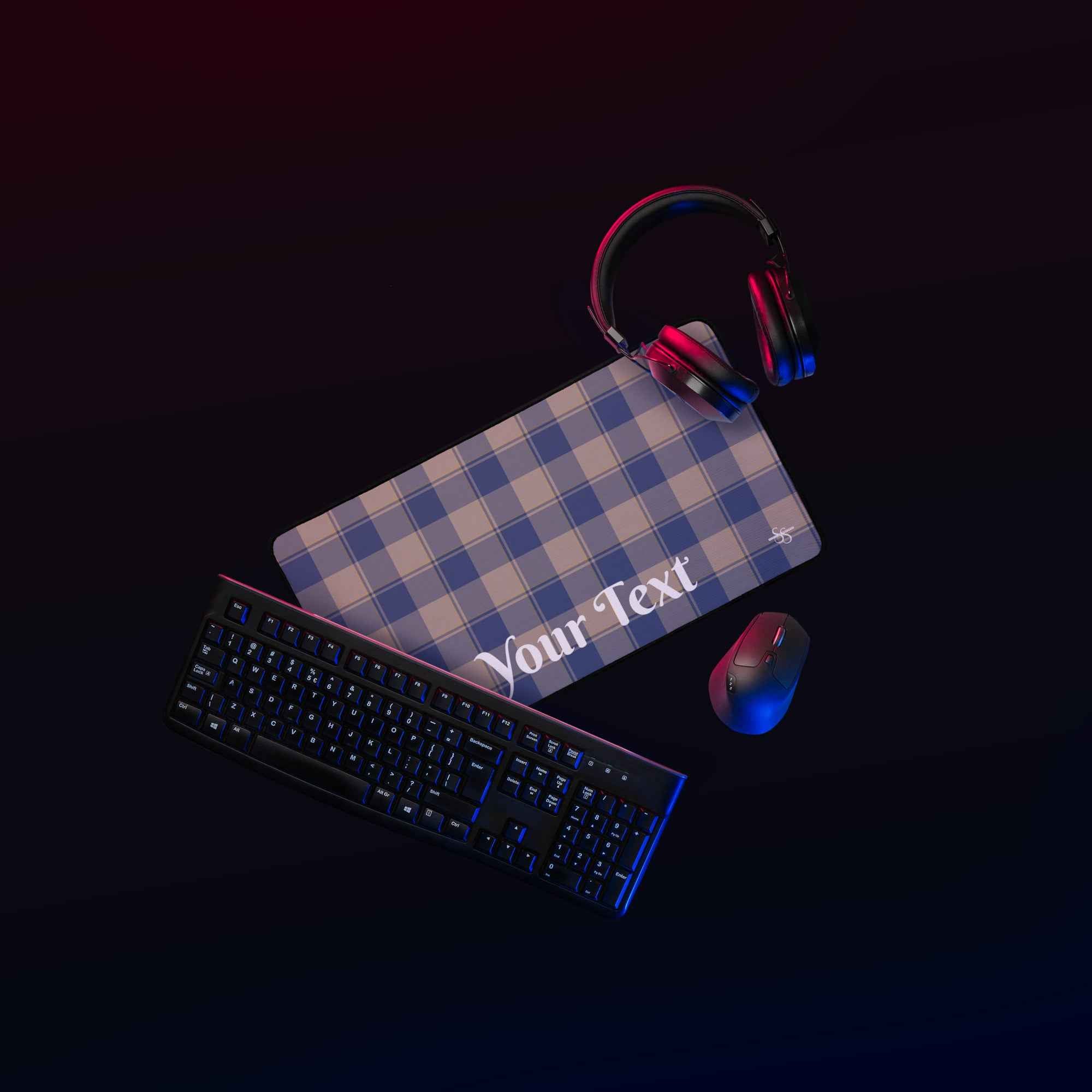 Personalized Cello and Donkey Brown Plaid Desk Mat - Scottish Squares