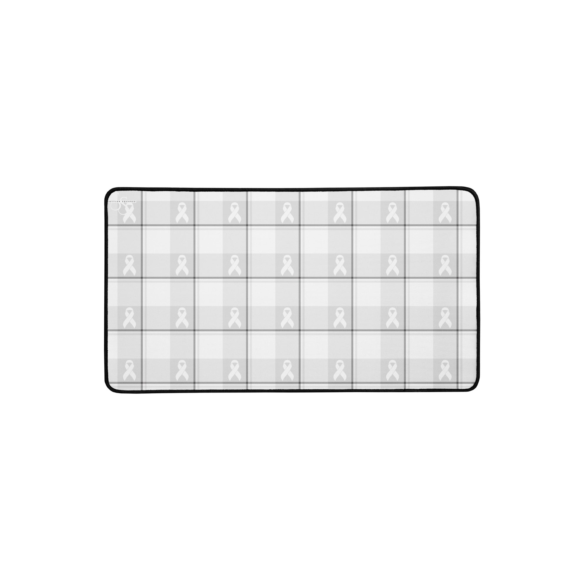 Desk Mat Lung Cancer Awareness Plaid, White Ribbon, Supportive Gift 12″×22″ - Scottish Squares