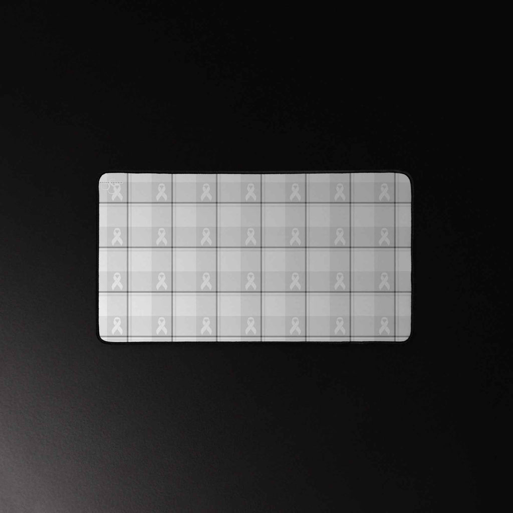 Desk Mat Lung Cancer Awareness Plaid, White Ribbon, Supportive Gift - Scottish Squares
