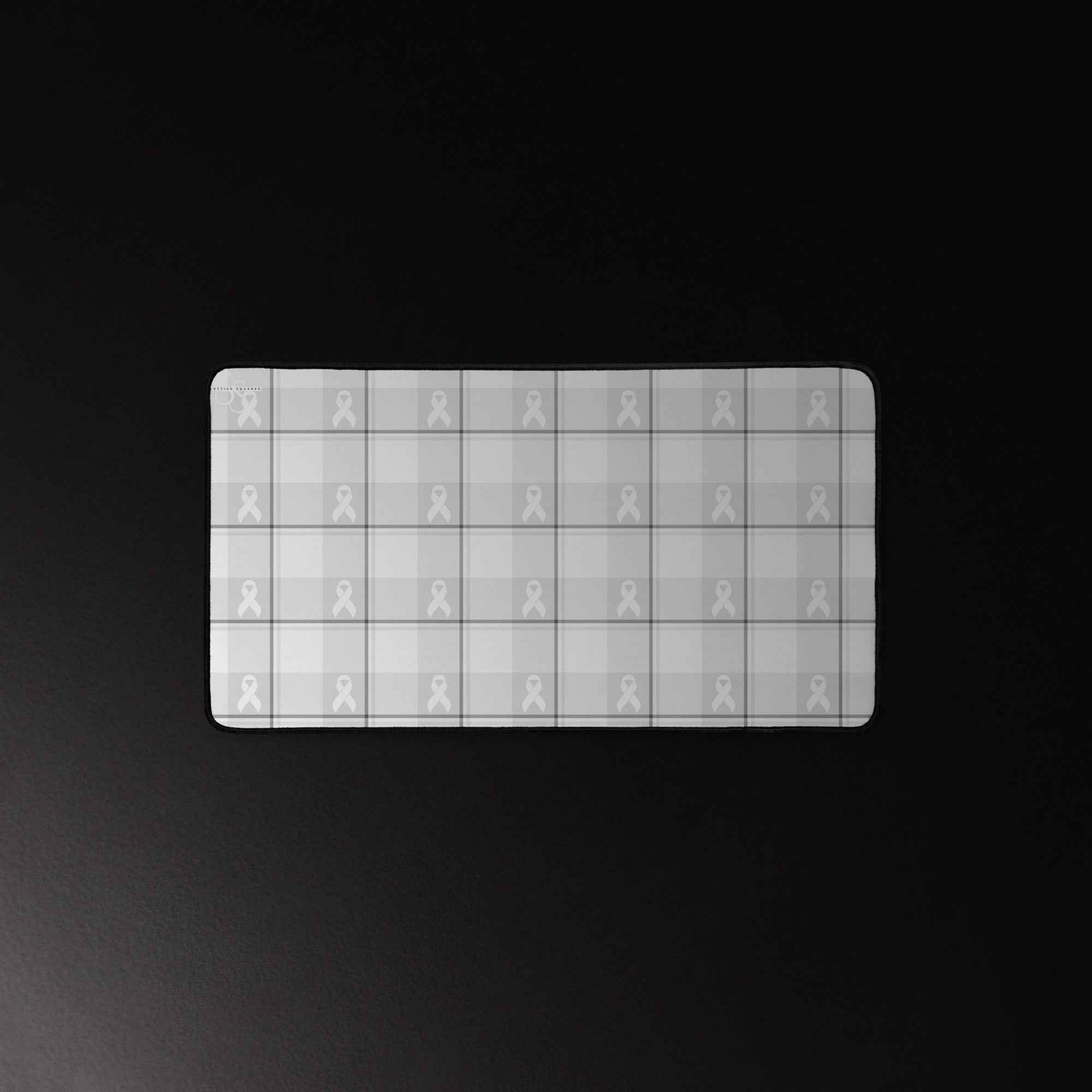 Desk Mat Lung Cancer Awareness Plaid, White Ribbon, Supportive Gift - Scottish Squares