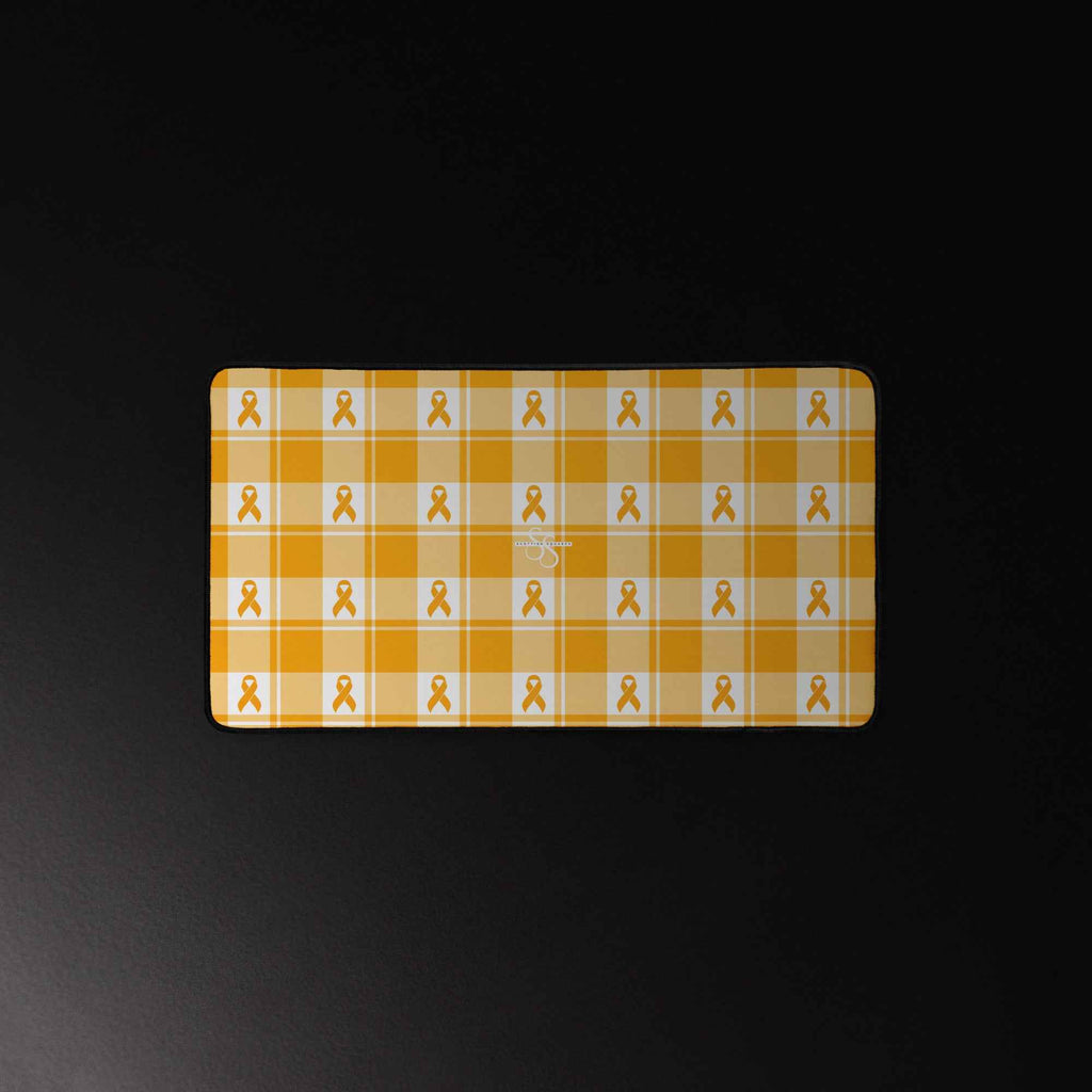 Desk Mat Kidney Cancer Awareness Plaid, Orange Ribbon, Supportive Gift - Scottish Squares