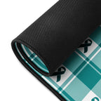 Desk Mat Cervical Cancer Awareness Plaid, Teal Ribbon, Supportive Gift - Scottish Squares