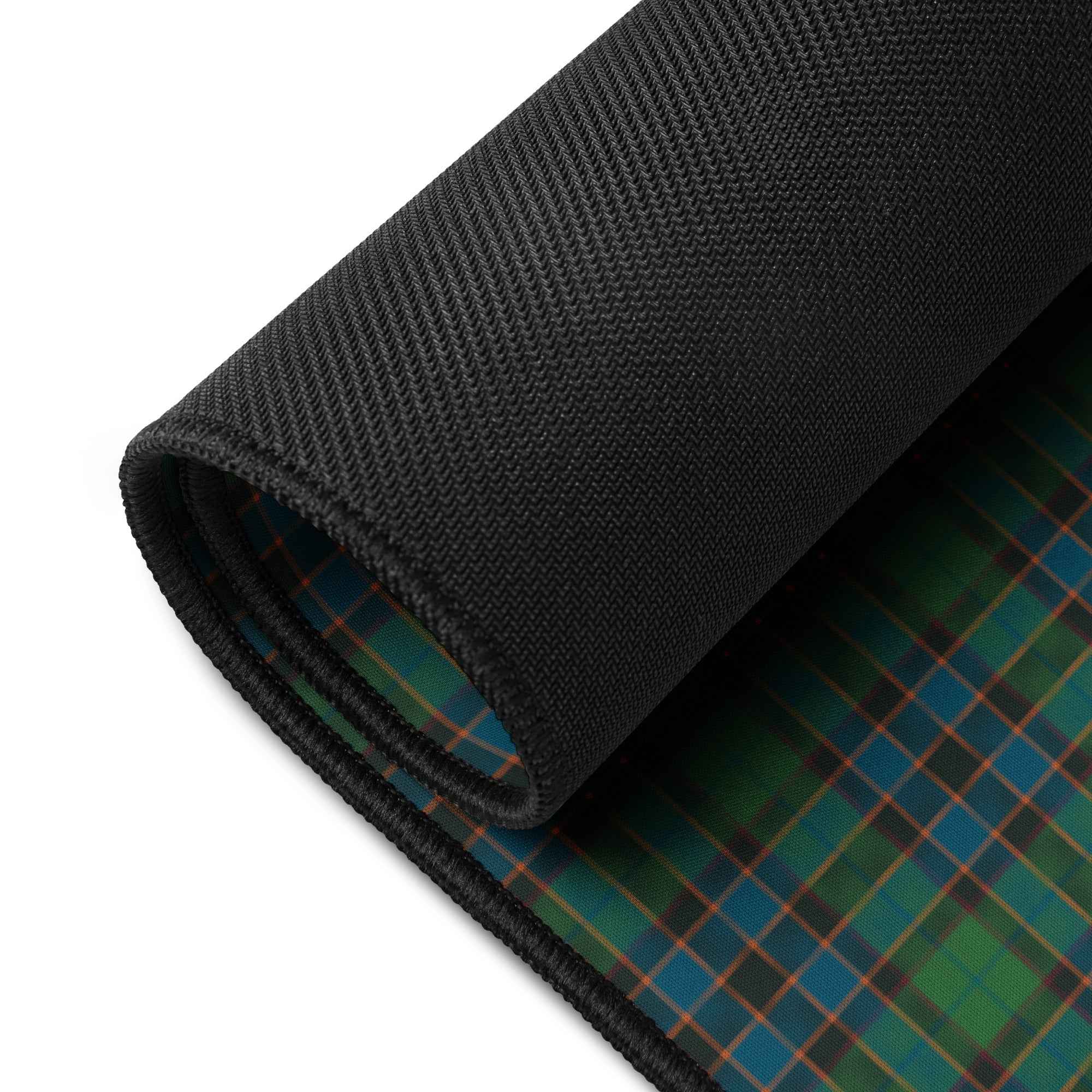 Desk Mat Green Blue Orange Plaid Tartan