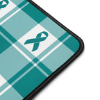 Desk Mat Cervical Cancer Awareness Plaid, Teal Ribbon, Supportive Gift - Scottish Squares