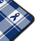 Desk Mat Colorectal Cancer Awareness Plaid, Dark Blue Ribbon, Supportive Gift - Scottish Squares