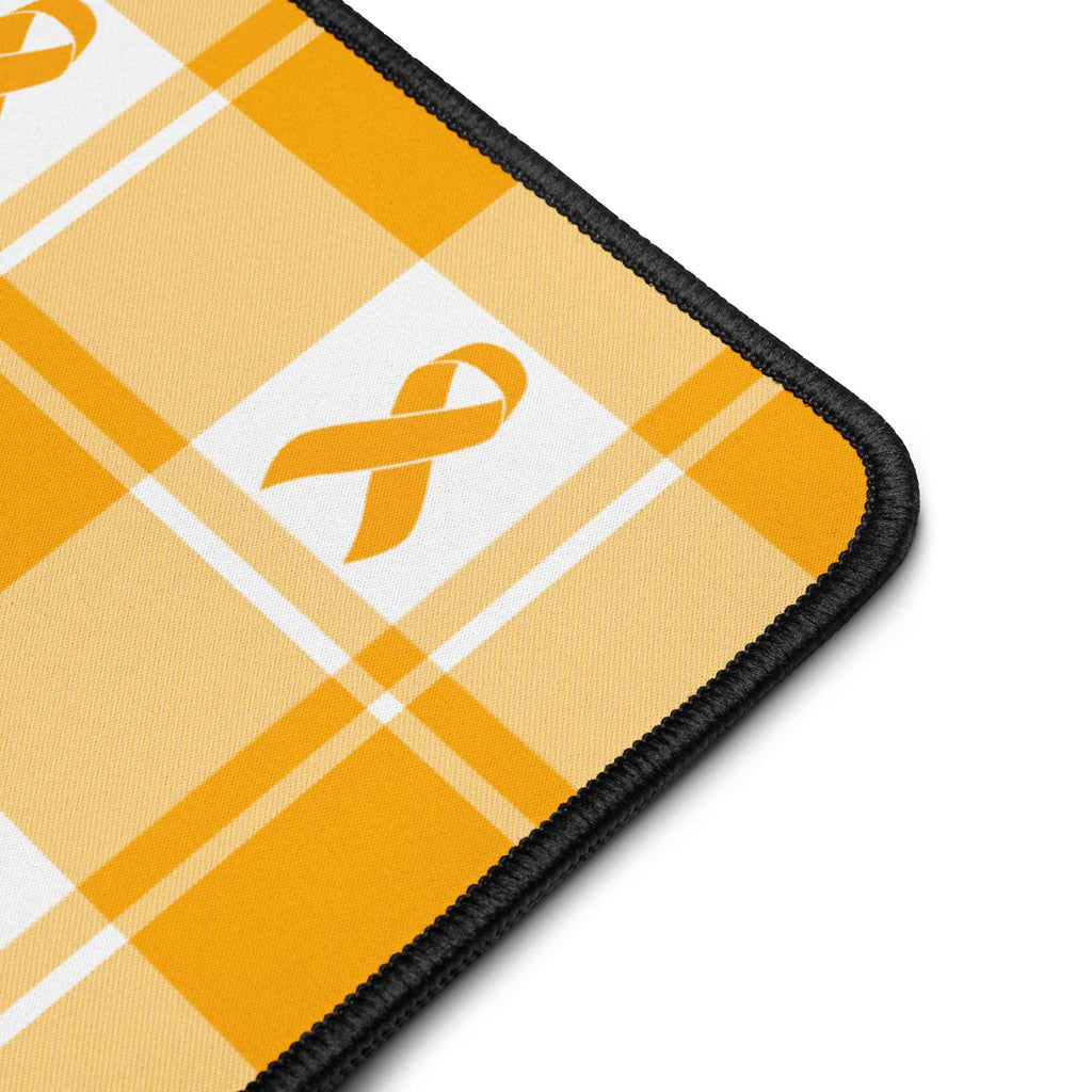 Desk Mat Kidney Cancer Awareness Plaid, Orange Ribbon, Supportive Gift - Scottish Squares