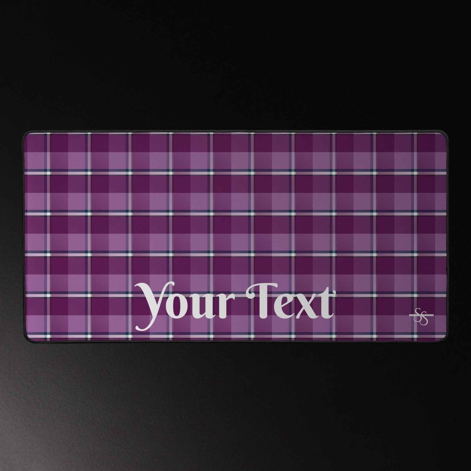 Personalized Purple and Trendy Pink Plaid Desk Mat - Scottish Squares