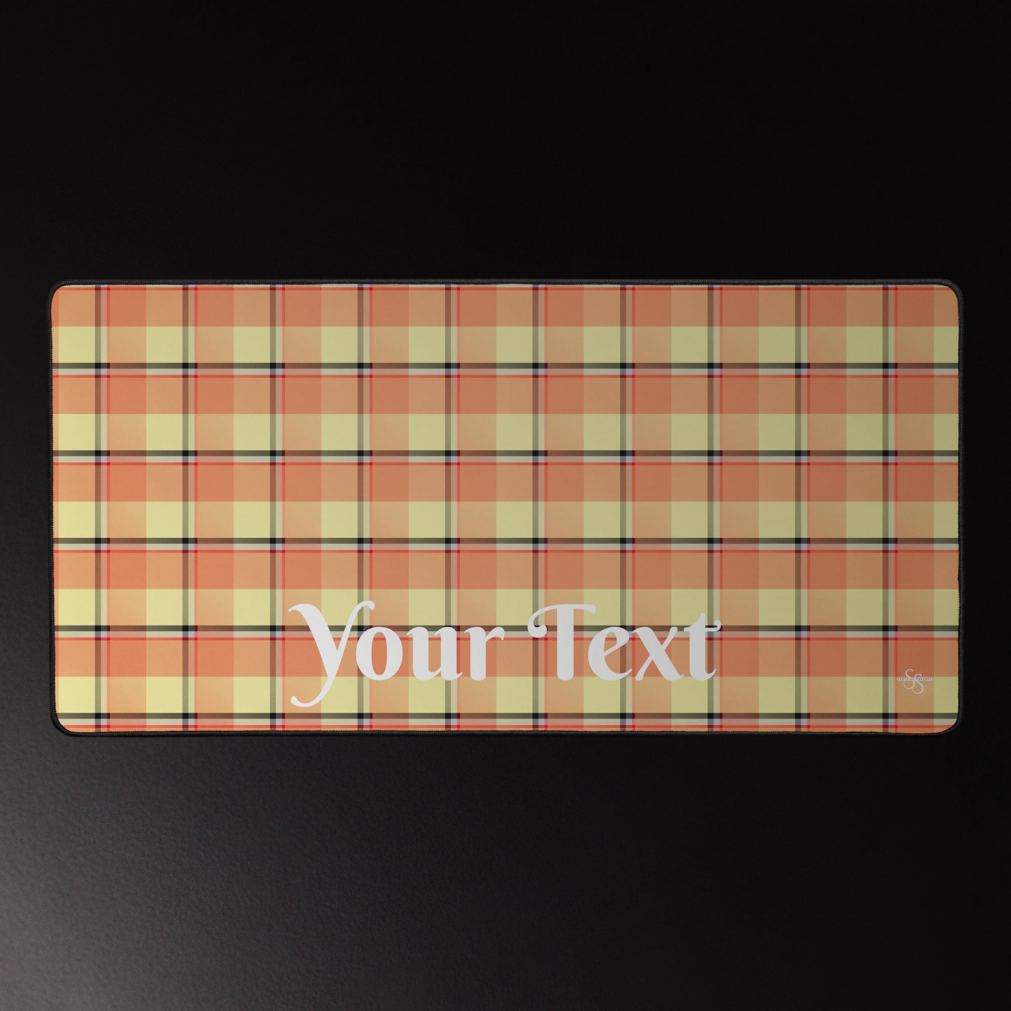 Personalized Claystone and Morning Mist Plaid Desk Mat - Scottish Squares